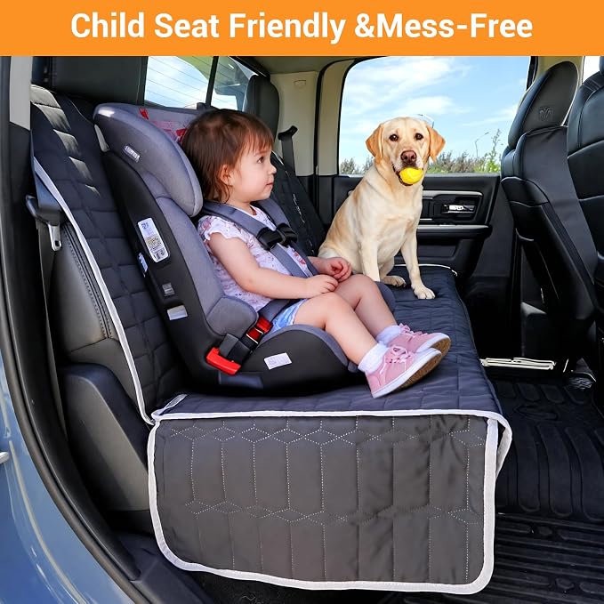 Dog Car Seat Cover for Back Seat,Washable Bench Seat Cover for Trucks,Nonslip Back seat Cover Protector for F150/Ram1500/GMC Sierra/Toyota/Chevrolet Silverado,Car Seat Covers for Dogs