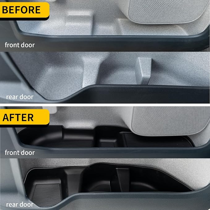 Door Side Storage Tray Compatible with 2022-2025 (Not fit 2026) Ford Maverick Side Door Storage Box Car Side Organizer Phone Pocket Silicone Front & Rear 4PCS Maverick Accessories (Black)
