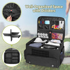 Golf Trunk Organizer Storage with Separate Compartment for 2 Pair Shoes Up to US Mens 16, Golf Car Locker Organizer for Balls, Tees, Clothes, Gloves, Accessories, Black