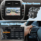 7" QLED Double Din Car Stereo - Wireless Apple CarPlay & Android Auto, 240W 4.2CHN, SWC, Bluetooth, FM/AM Car Radio, 2 Subwoofers Outputs, Backup Camera