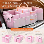 Trunk Organizer, Sturdy Foldable with Cooler for Car & SUV, 3 Compartments, Pink, 30.90”×12.60”×10.63”