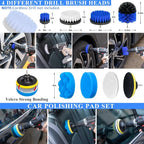 38Pcs Car Wash Detailing Kit Cleaning Kits with Foam Gun Sprayer Collapsible Bucket Drill Brush Large Wash Mitt Towels Complete Interior Exterior Car Washing Supply Set Blue