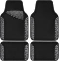 Waterproof Universal Car Floor Mats, Leopard Print Car Mats Fit for SUV,Vans,sedans, Trucks,Set of 4pcs Car Carpet with Driver Heel Pad and Nibs Backing, Leopard Car Accessories Gray Leopard