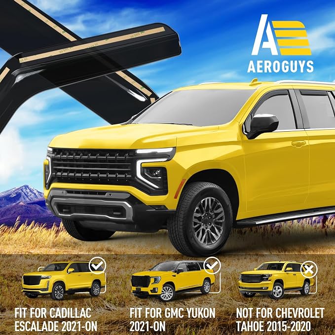 Extra Durable Window Deflectors In-Channel Window Visors Rain Guards Fit for Chevy Tahoe/Cadillac Escalade/GMC Yukon 2021-2026, Sun Visors, Wind Vent for Shades, Exterior Car Accessories- 4 pcs.AG0524