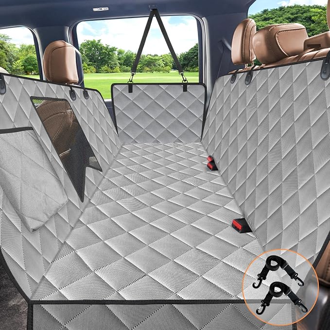 Dog Car Seat Cover XL, Heavy Duty Dog Seat Cover for Back Seat, 100% Waterproof Nonslip Hammock for Car with Side Flap, Scratch Proof Pet Back Seat Covers