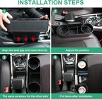 Car Seat Organizer Cup Drink Holders,Multifunctional Gap Filler Storage Box,Insert Organization Helps Reduce Distracted Driving&Holds Phone Mount Mug Bottle Cellphones Coasters Wallet Cards (Black)