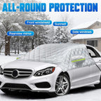 6 Layers Windshield Snow Cover Universal Midsize Sedan/Compact SUV Protection Hail & Snow Shield | Scratch-Free Hooks + Reflective Strips + Mirror Covers