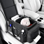 Car Seat Organizer, Premium Backseat Car Organizer with Tray for Kids and Adults, Front Passenger Organizer with Tissue Box and Cup Holder and Mesh Pockets Waterproof