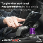 MobNetic Maxx MS - MagSafe Compatible Car Phone Mount w/ 90º Tilt, 360º Rotation & Durable Aluminum Build, Magnetic Holder for iPhone & Android Devices, USA Assembled - Purple Chrome