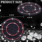 2PCS Bling Crystal Rhinestone Cup Holder Coaster, 2.75 inch Soft Silicone Anti-Slip Shockproof, Car Cup Holder Insert Coasters, Universal Car Interior Accessories for Women (Black & Red)