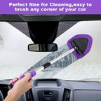XINDELL Interior Windshield Cleaner Tool, 24" Long Reach Car Glass Cleaner with Microfiber Pads, Extendable Handle for SUV Truck Slanted Windshield & Hard-to-Reach Areas