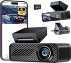 P1 Duo 4K Dash Cam Front and Rear, 64GB SD Card, 4K+1080P Dual Dash Camera for Cars, Wi-Fi & App Control, 1.5’ IPS Display Car Camera, Voice Control, Night Vision, 24H Parking Mode, G-Sensor