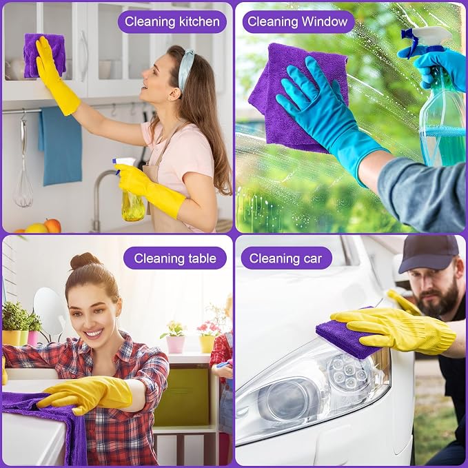 15 Pcs 15 Pcs Car Microfiber Towels Buffing Drying Wash Cleaning Cloths Plush Large Towels Thick Care Polishing Detailing Waxing Scratch Proof Towel, 15.75 x 15.75 Inch (Purple)