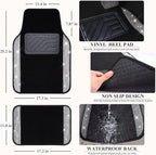 11 PCS Bling Diamond Car Mats Set for Women Girls, Sparkly Rhinestone Steering Wheel Cover, Waterproof Floor Mats Universal Fit for SUV,Vans,Sedans,Trucks Anti-Slip, Interior Sets Silver