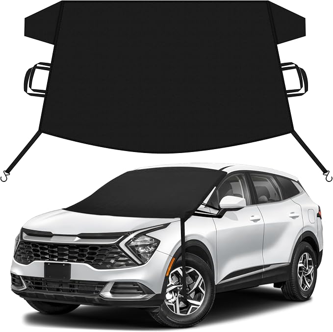 Car Snow Cover Compatible for Kia Sportage | Windshield Cover for Ice and Snow with S-Hook Straps | Heavy-Duty 600D Oxford Winter Car Cover, Waterproof & Anti-Slip