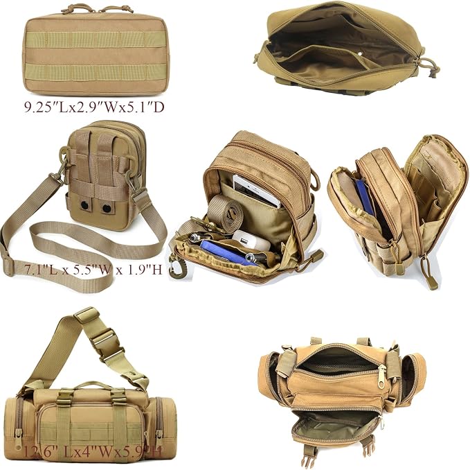 6 Pack Tactical Molle Car Seat Back Organizer,Backseat Organizer for Man | Tactical Vehicle Panel Organizer with 5 Detachable Molle Pouch,US Flag Patch and Keychain,Great Trunk Accessories