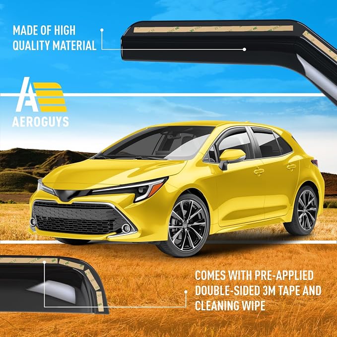 Extra Durable Window Deflectors in-Channel Window Visors Rain Guards Fit for Toyota Corolla 2020-2026 Hatchback, Sun Visors, Wind Vent for Shades, Exterior Car Accessories - 4 pcs. AG0910