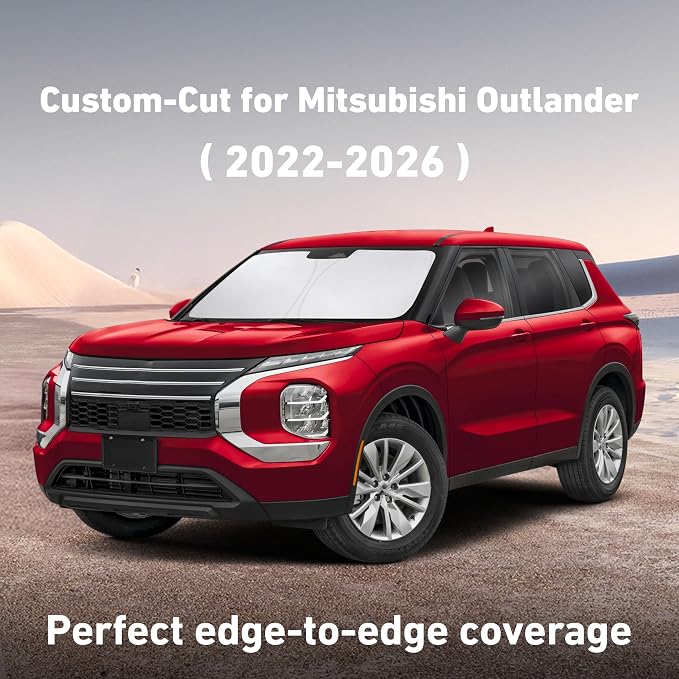 Windshield Sunshade Compatible for Mitsubishi Outlander 2022-2024 2025 2026, Sun Visor for Front Windshield & Window Sun Shade Cover, UV Heat Blocker & Protector, Car Accessories