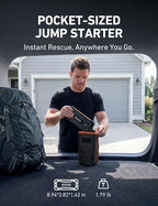 S8 Ultra Car Jump Starter, 4000A Safe 12V Battery Booster Pack (All Gas/12L Diesel), Portable Jump Box with Smart Jumper Cables, Type-C/USB, Flashlight, Rugged Protection & Storage Bag, Orange