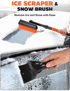 31.5" Ice Scrapers for Car Windshieldand and Extendable Snow Brush for Car with Foam Grip,360° Pivoting Brush Head for Car Truck SUV Home Winter Snow Removal