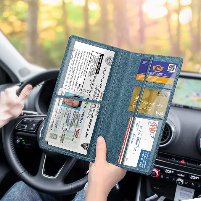 Car Registration and Insurance Card Holder, Vehicle Glove Box Card Organizer Wallet Automobile Accessories for License