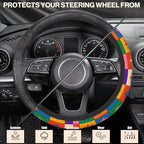 Abstract Groovy Flowers Steering Wheel Covers Universal 15 Inch Car Wheel Cover,Anti-Slip Breathable Car Accessories Protector Fit for Trucks,Sedans,SUVs,Vans