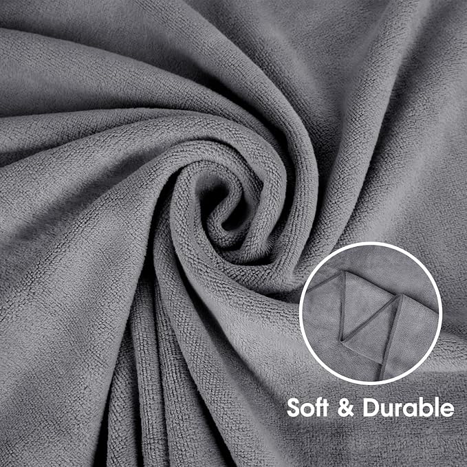 Bath Towels Set 4 Pack (30" x 60") - Large, Soft, Absorbent, Quick Dry Microfiber Towel for Hair Wrap, Fitness, Sports, Yoga, Swim, Pool, Grey