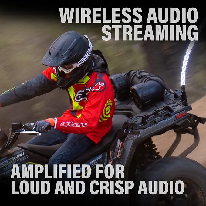 UTV4BRGB ATV Sound System - 4 Inch Speakers, Tweeters, IPX5 Weatherproof, Bluetooth, Built-in Amplifier, Multi-Color Illumination