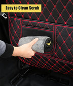 Leatherette Car Seat Protector - 2 Pack Large Car Kick Mats with Storage Organizer Seat Back Cover Against Dirty Shoes & Scratches, Universal Fit for Most Vehicles (Black with Red Line)
