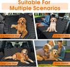 Waterproof Dog Car Seat Cover for Back Seat, Pet Hammock- L, Black | Durable waterproof hammock with nonslip design & storage pockets. Protects seats from scratches, fits cars, SUVs & trucks.