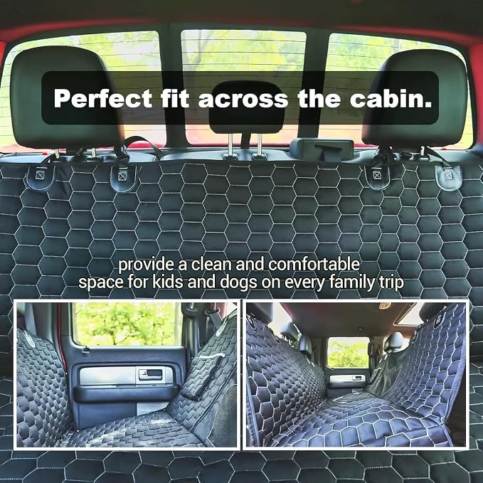 Dog Car Seat Cover for Trucks, Dog Seat Cover for Back Seat Protector F150 Ram 1500, Waterproof Dog Hammock for Truck with Mesh Window Heavy Duty Seat Cover for F-Series/GMC Sierra/Silverado