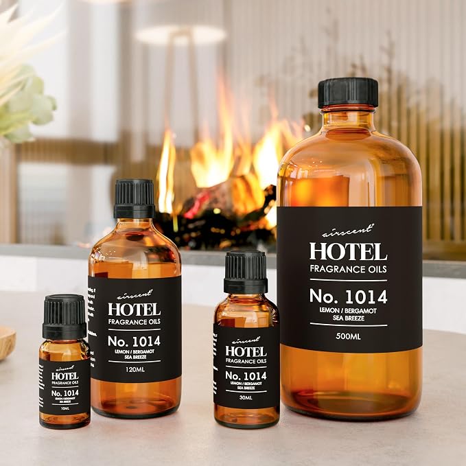 Hotel Diffuser Oil No. 1014 - Iconic 5-Star Hotel Blend - 30 mL | Lemon Bergamot Sea Breeze - Coastal Blend - Fragrance Oil for Ultrasonic and Waterless Diffusers and Crafting