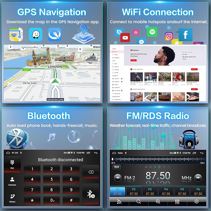 5Ghz WiFi 2G+64G Android 15 Radio for Jeep Compass Patriot 2010-2016 Car Stereo with Wireless Carplay Android Auto,5.0 Bluetooth,10inch IPS Touchscreen,GPS,FM/RDS SWC AHD Backup Camera MIC