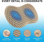 Car Seat Cushion - Memory Foam Seat Pad for Sciatica & Lower Back Pain Relief - Driving Cushion with Breathable Mesh Cover - Road Trip Essentials for Drivers (3D Beige)