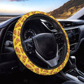 Funny Food Cartoon Pizzas Steering Wheel Covers Anti-Slip Elasticity Car Accessories Steering Wheel Protector Universal 15 Inch for Cars SUV Vehicle Truck