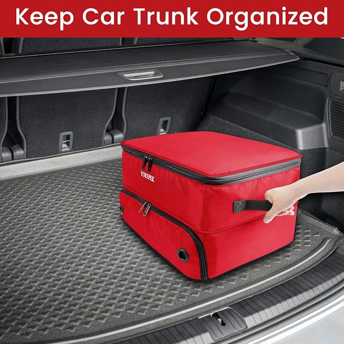 2 Layer Golf Trunk Organizer, Golf Gifts for Men with Separate Ventilated Compartment for 2 Pair Shoes, Waterproof Car Trunk Locker for Balls, Tees, Clothes, Gloves, Gifts for Golfers