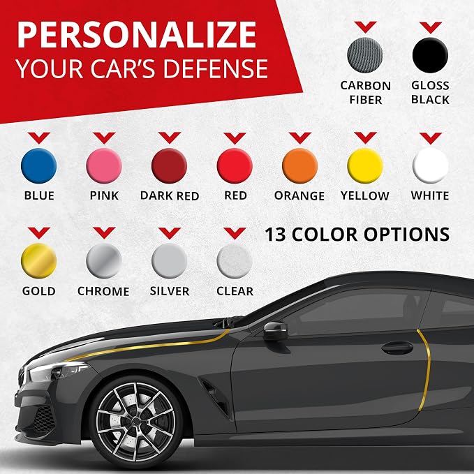 Car Door Edge Protector – Universal DIY Edge Trim to Prevent Scratches & Dings – Flexible Adhesive Molding Trim for Cars, Trucks & SUVs (10 Ft - Gold)