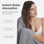 Bath Towels Set of 2, 30" x 60", Large Microfier Body Towel for Adult, Oversized, Soft, Super Absorbent, Fast Drying, Use for Sauna, Salon, Gym,Sport, Fitness, Yoga, Diamond Cross Grid Gray