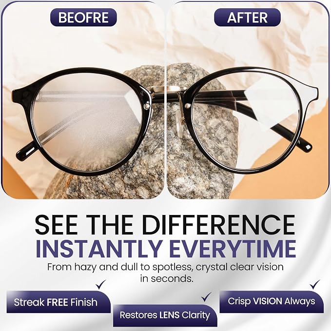 Eyeglass Gel Lens Cleaner Spray Kit - 2 x 8oz and 1 x 2oz Gel Eyeglasses Cleaner Spray Bottle + 2 Microfiber Cloth for Cleaning - Safe for All Lenses (AR Coated Included)