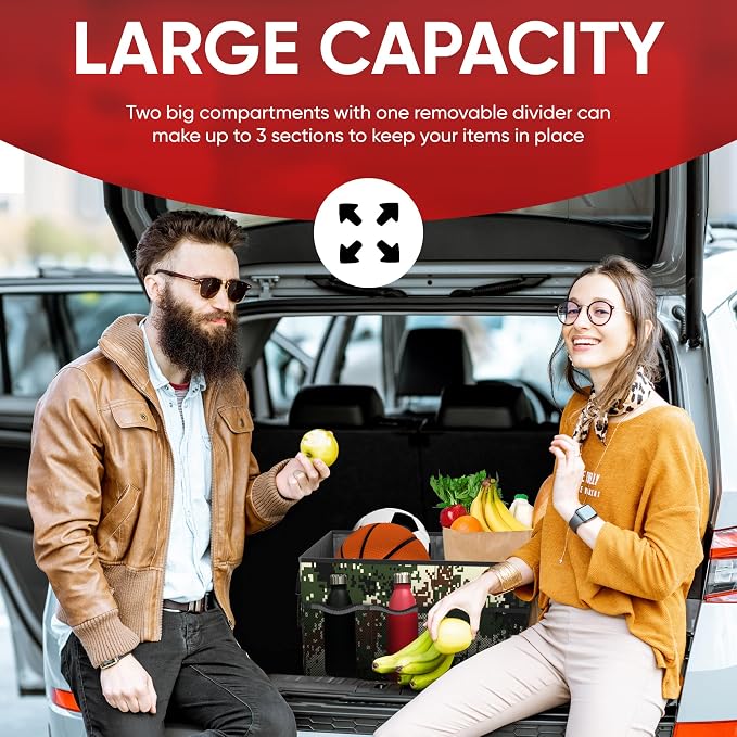 Trunk Organizer For SUV Car Trunk Organizer, Foldable Storage, Car Accessories for Women Men, Collapsible Bag, 600D Oxford, Non Slip Bottom, Straps, Soft Cover (50L)