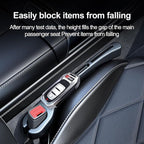 Car Seat Gap Filler, Leather Car Gap Filler Universal Fit for Most Cars and Trucks, Fill The Gap Between Seat and Consoles, Prevents Things from Falling Out, Pack of 2 PCS (Black)