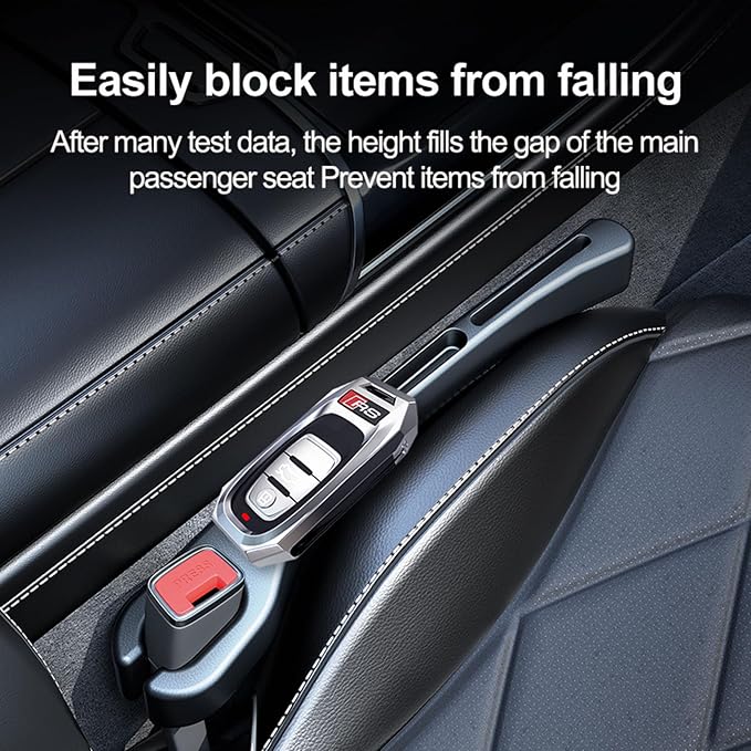 Car Seat Gap Filler, Leather Car Gap Filler Universal Fit for Most Cars and Trucks, Fill The Gap Between Seat and Consoles, Prevents Things from Falling Out, Pack of 2 PCS (Beige)