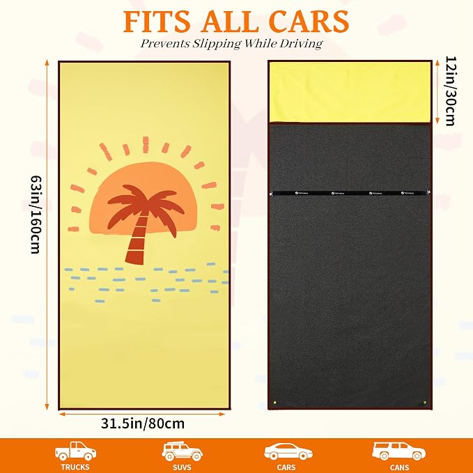 Car Seat Cover Towel for Front Seats Non-Slip with Headrest Pocket & Strap | Universal Fit for Cars Truck SUV|Car Seat Hoodie & Phocho Perfect After Gym Workout, Beach,Yoga and Running|Anti-dog Scratch