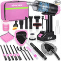 25pcs Car Cleaning Kit, Pink Interior Detailing Kit with High Power Vacuum Portable Cordless, Handheld Vacuum Cleaner for Home, Car, Pet Hair, Keyboard, Complete Auto Accessories for Gift