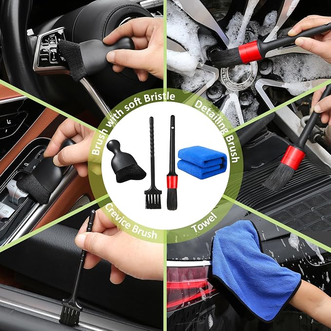 10pcs Windshield Cleaning Tool Inside Car Window Cleaner Wash Kit with 4 Reusable Microfiber Pads 1 Spray Bottle and Extendable Handle Interior Auto Glass Wiper Kit, Multicolor