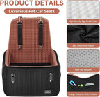 Dog Car Seat for Small/Medium Dogs Up to 35 lbs – Patented Safety System, 5" Memory Foam Pet Booster Car Seat, Fully Detachable and Washable Dog Carseat with 2 Storage Pockets (Black/Brown)