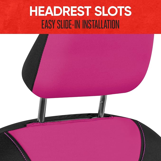AquaShield Waterproof Front Seat Covers, Pink Seat Covers for Cars – Neoprene Front Car Seats Cover, SUV Seat Covers Protector - Car Interior Cover for Auto, Trucks, & Dog Owners