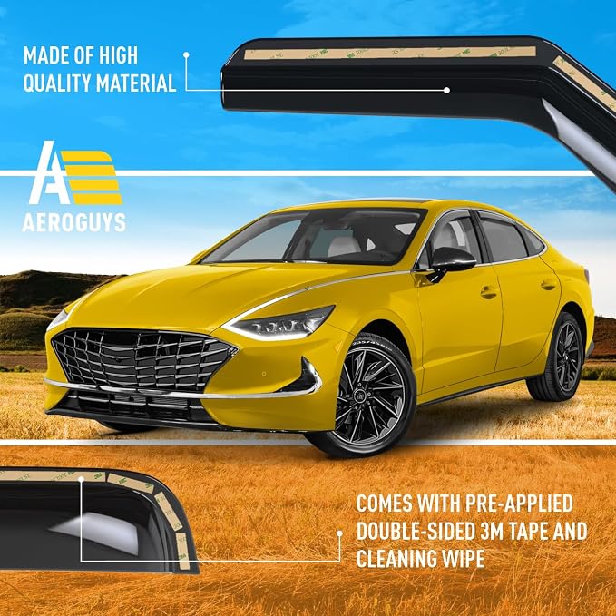 Extra Durable Window Deflectors in-Channel Window Visors Rain Guards Fit for Hyundai Sonata 2020-2026, Sun Visors, Wind Vent for Shades, Exterior Car Accessories - 4pcs. AG0802
