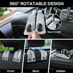 2PCS Leather Car Seat Hooks for Headrest, Vehicle Hanger Storage Organizer Universal for Handbag Purse, Car Accessories Gift (Grey-Black)