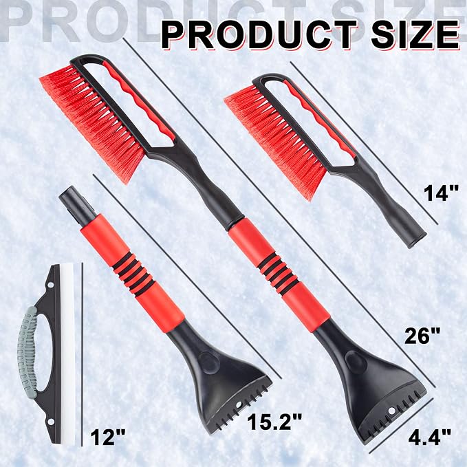 26 in Snow Brush and Ice Scraper, Detachable Car Snow Tool | Soft Bristles, ABS Shaft, EVA Foam Grip, -40°F Cold Resistance, Compact Two-Piece Storage, Scratch-Free Cleaning